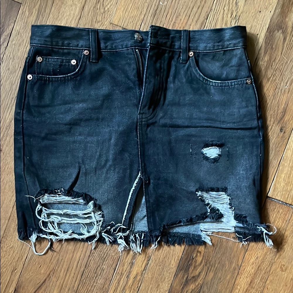 We The Free Black Denim Skirt